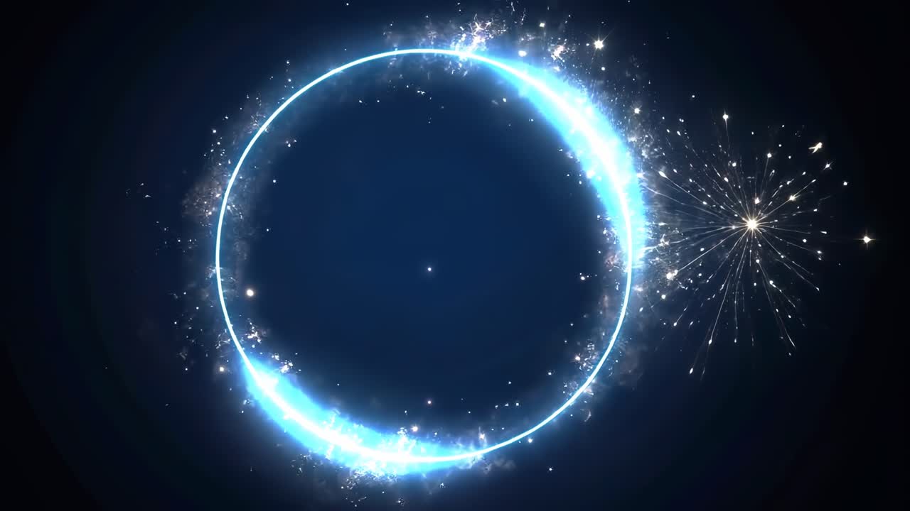 A mesmerizing video of a glowing blue energy circle with sparkling particles