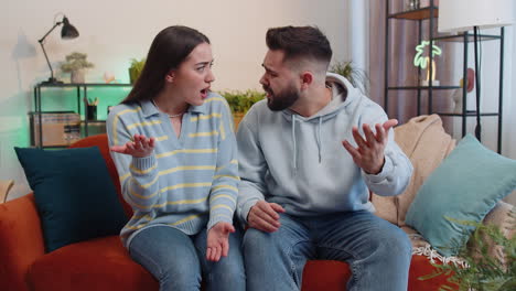 Family man woman asking why what reason of failure demonstrating disbelief irritation by troubles