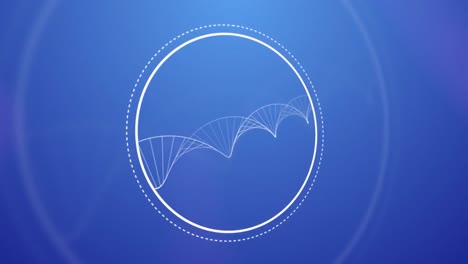 animation of dna strand and scope scanning over blue background