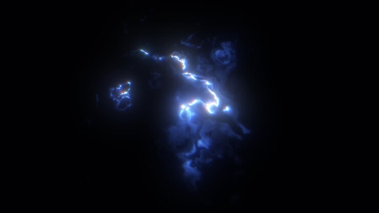 Animazione di tempesta cosmica elettrica frattale astratta blu