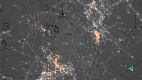 Animación-Digital-De-Red-De-Conexiones-Y-Procesamiento-De-Datos-Sobre-Fondo-Gris