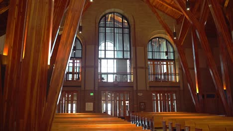 modern rustic wooden church venue entrance with large windows