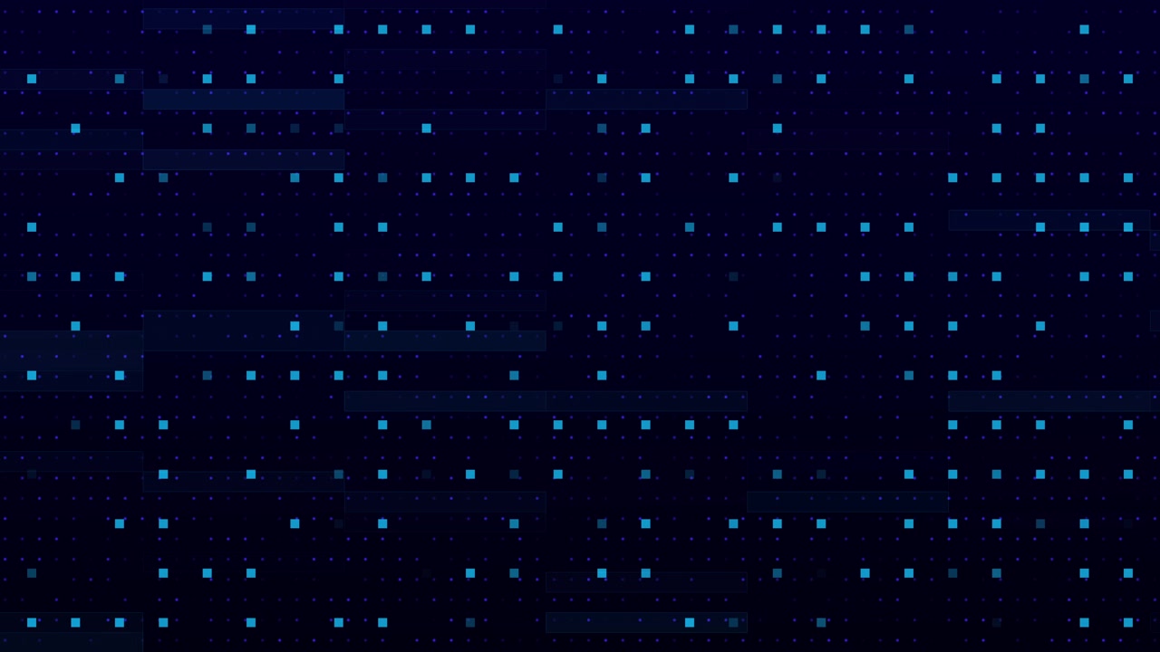 Abstract Digital Grid Background with Flickering Blue Squares