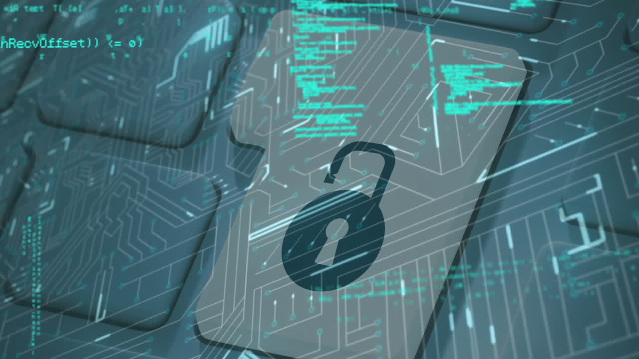 animación del candado de seguridad en línea con procesamiento de datos en segundo plano