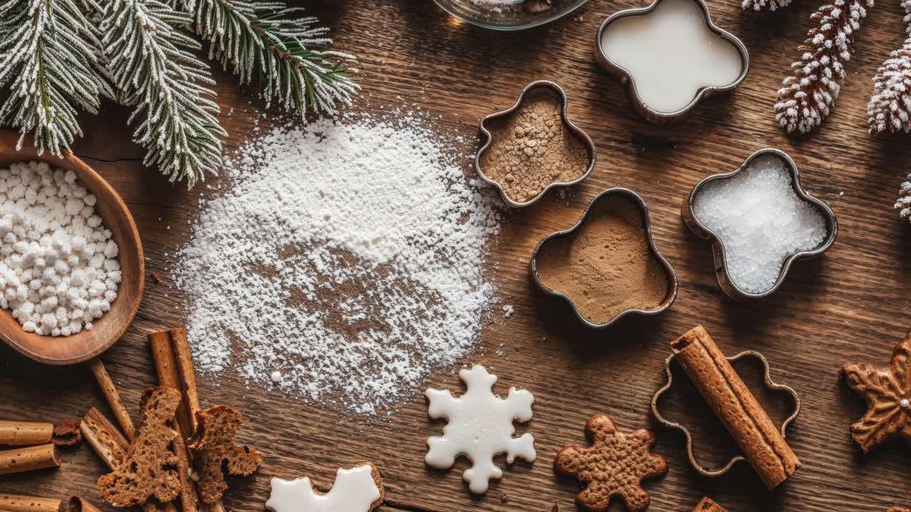 ingredientes para hornear y galletas de navidad
