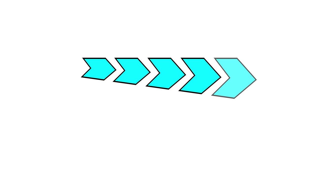 Looping Animation of Cyan Chevron Arrows Indicating Progress