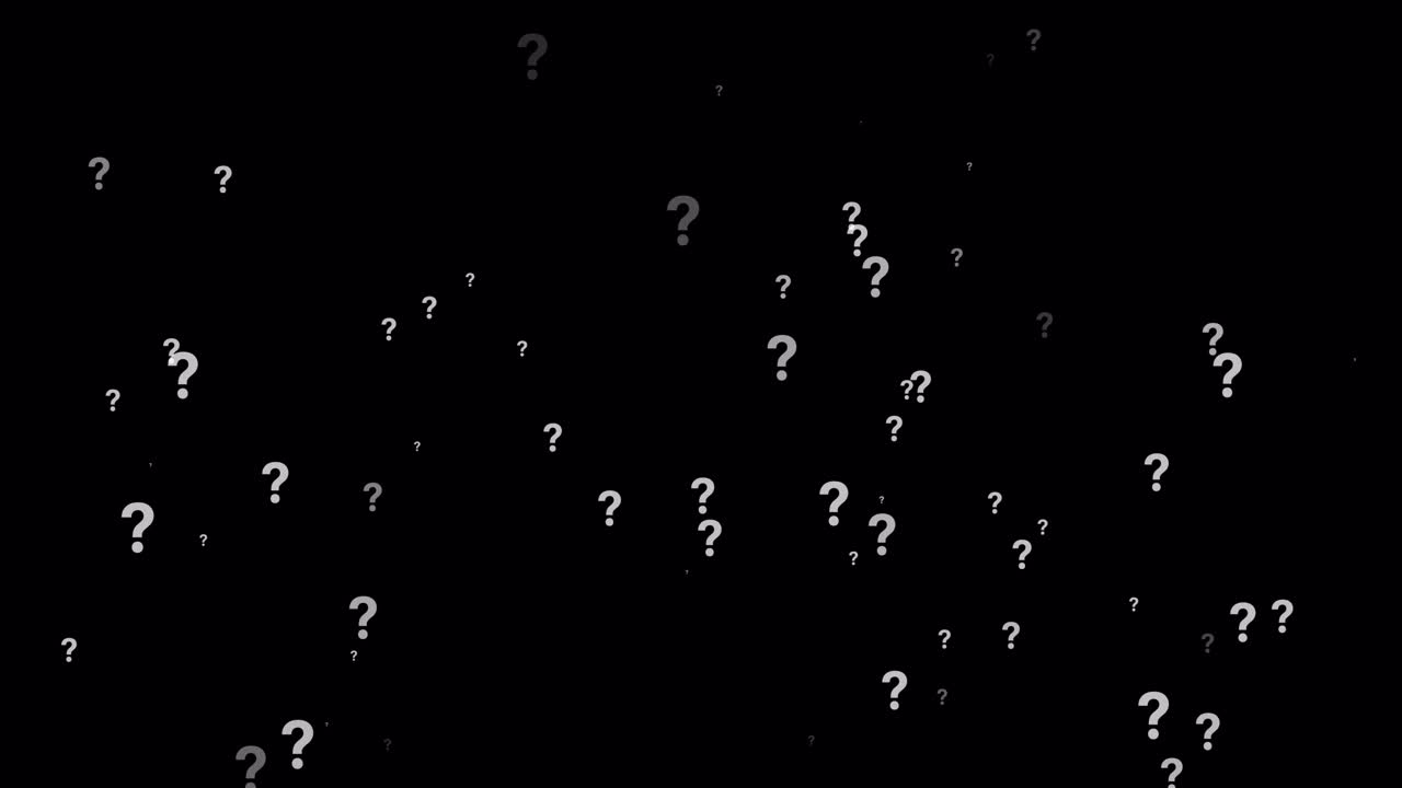 Animated Question Marks Appearing and Floating on Black Background