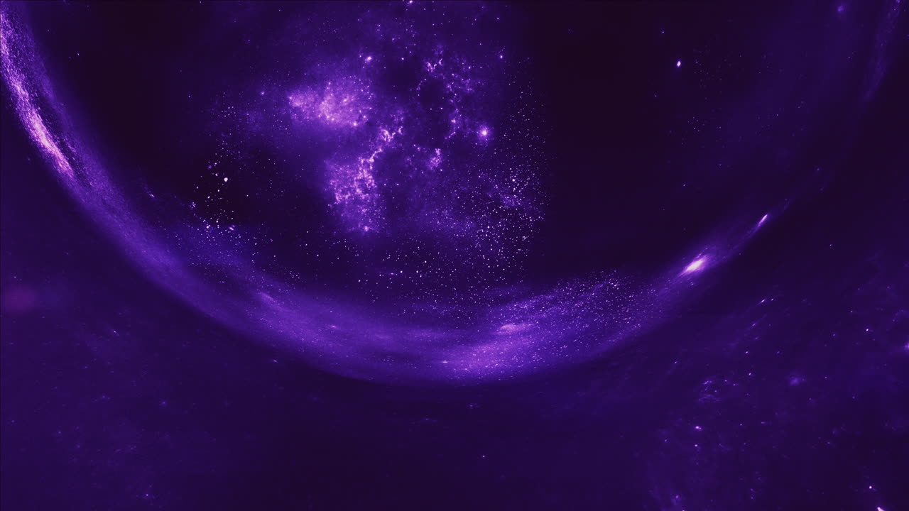 A giant violet wormhole curves the space around it