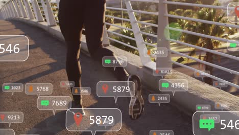 animación de iconos de los medios sobre un hombre afroamericano corriendo