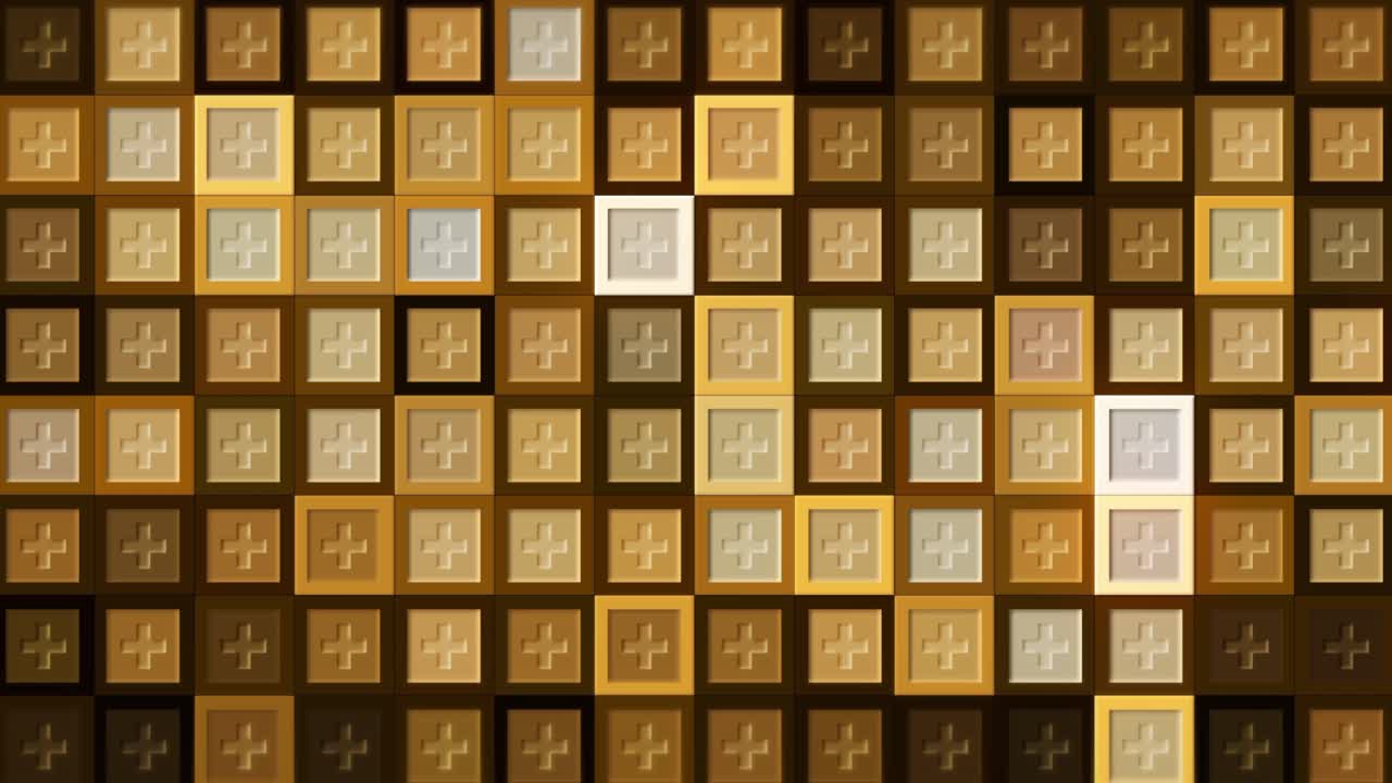 금색과 갈색 사각형으로 된 추상적인 기하학적 패턴