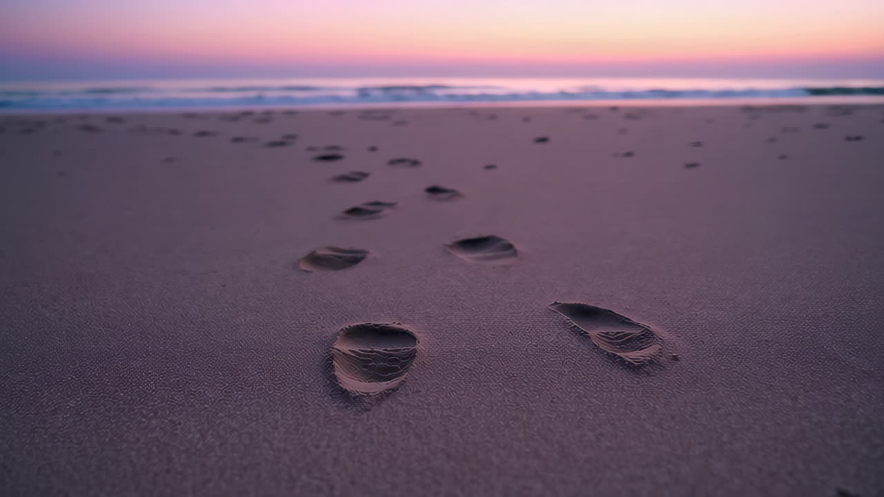 Sunrise Footprints on the Beach