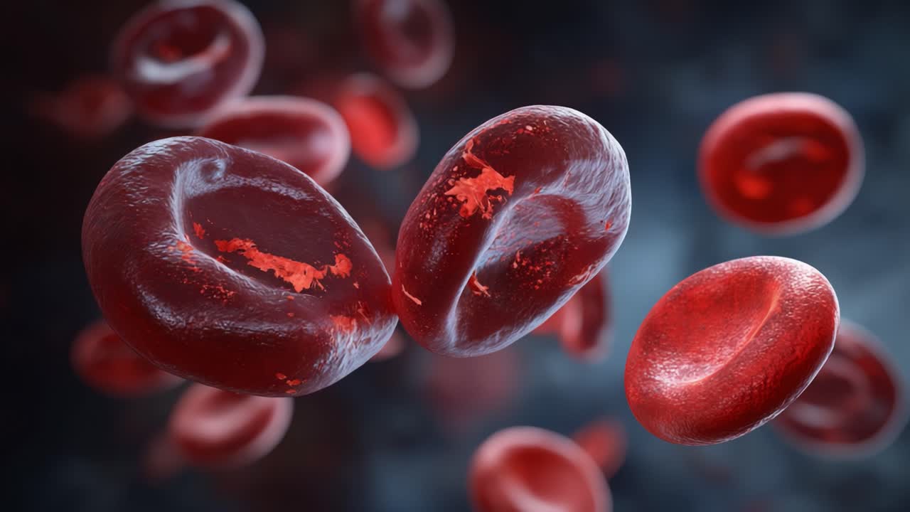 A Fascinating Close-Up Look at the Movement of Red Blood Cells, Showcasing Their Unique Shape and Structure in a Dynamic Biological Environment