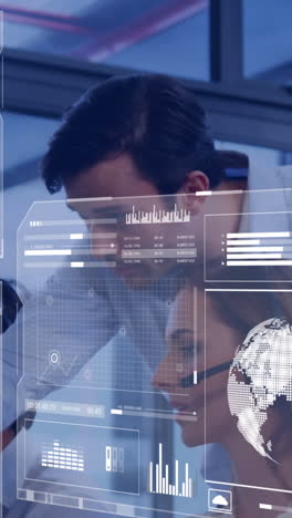 animación del procesamiento de datos financieros en diversos grupos de empresarios