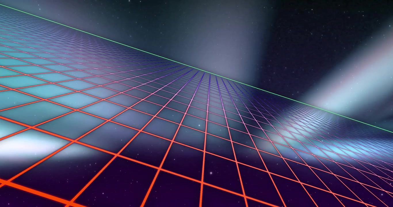 Animation of grid pattern and lens flares over black background
