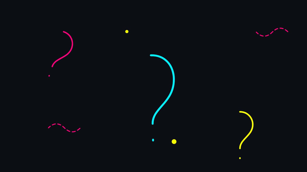 Punti Interrogativi e Punti Colorati Animati su Sfondo Scuro