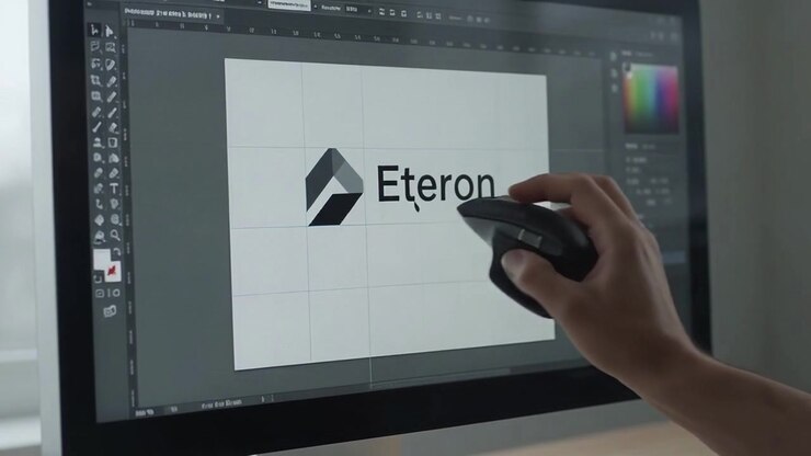 Graphic Designer Working on Logo Design in Studio