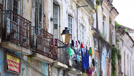 facades of old mansions at salvador city, bahia state, brazil