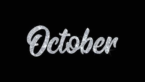 october glitter text on black background