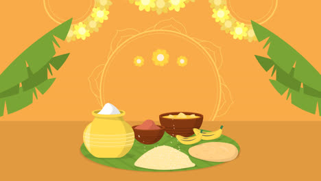 una animación de la ilustración del onam indio plano
