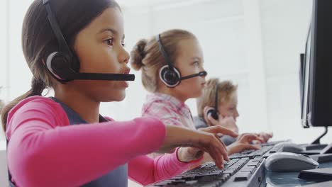 Kids as customer service executive talking to client 4K 4k