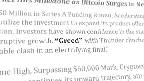 greed news headline in different articles