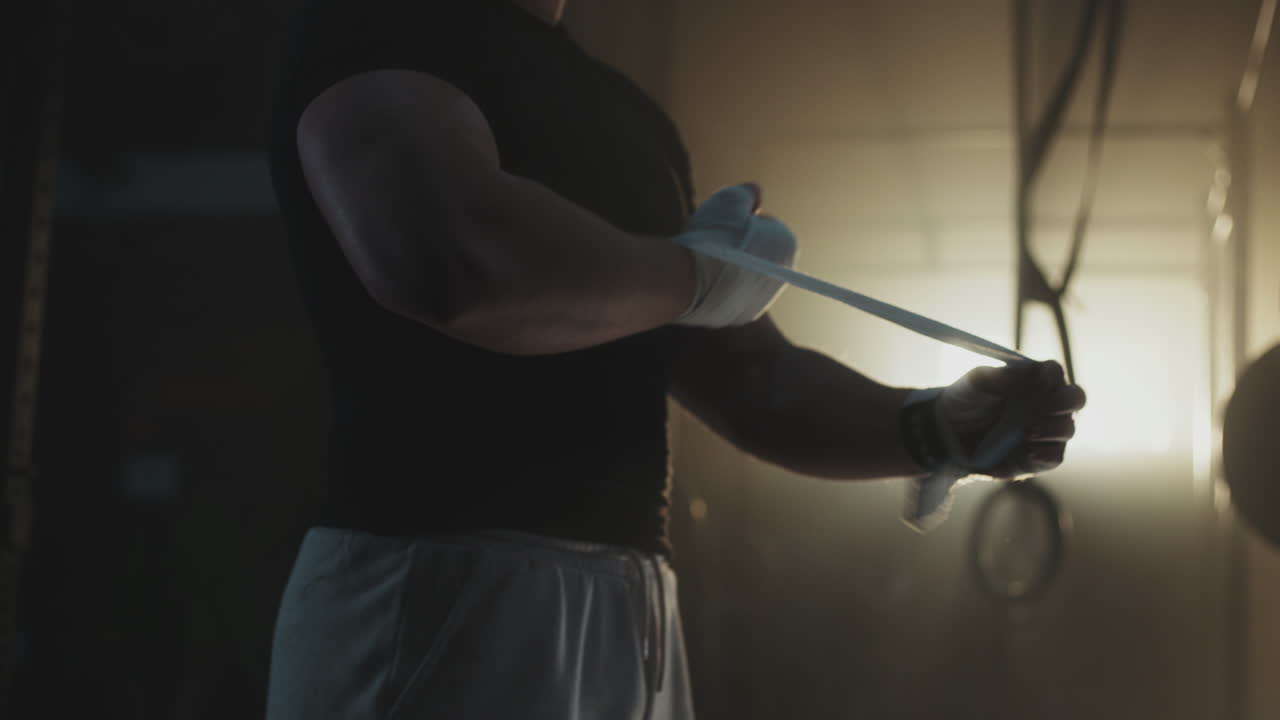 Man preparing for boxing workout