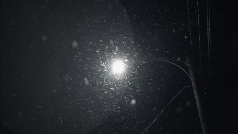 Winter-snowfall-at-night-snowing-on-city-street-in-street-light