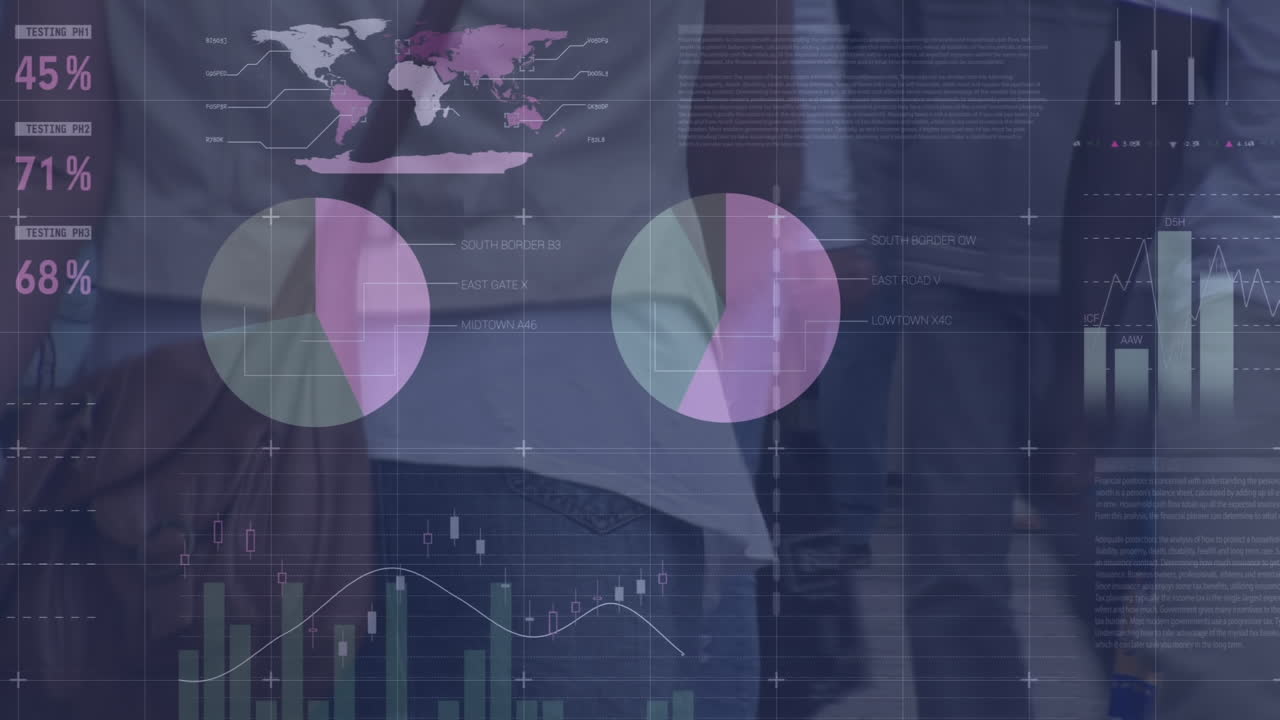 animación del procesamiento de datos financieros sobre diversas personas