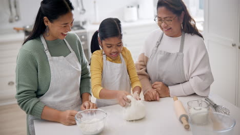 baking, food and family help in a kitchen