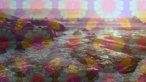 vista de las olas del mar y las rocas contra un fondo de movimiento hipnótico
