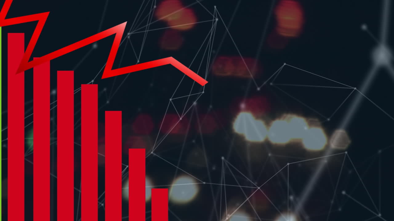 animación de gráficos, puntos y conexiones sobre fondo negro