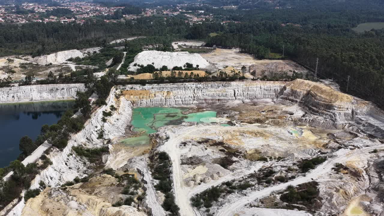 Aerial view of big quarry with a lot of areas