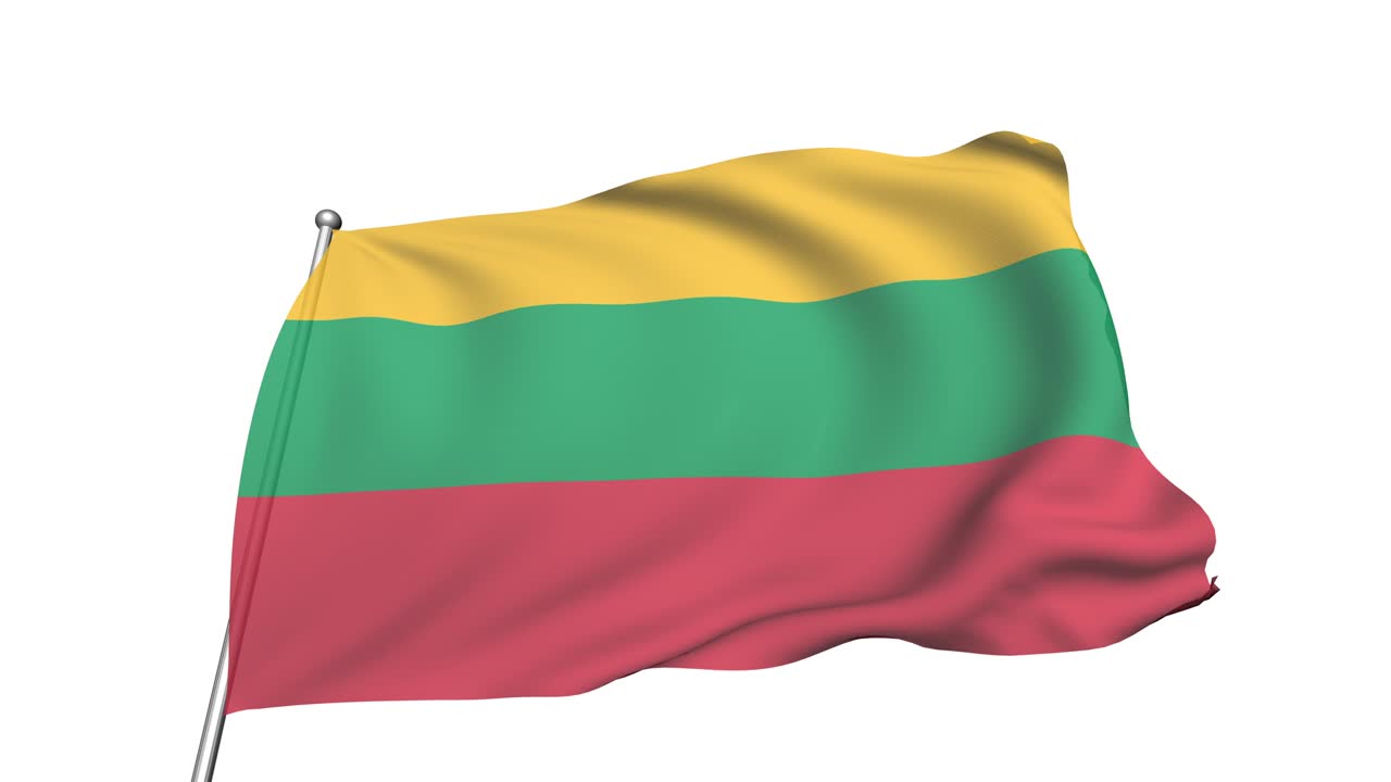 bandera de lituania en el viento (canal alfa, semitransparente, en bucle)