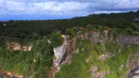 drone shot of uluwatu temple in bali, indonesia