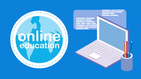 tecnología de educación en línea con portátil