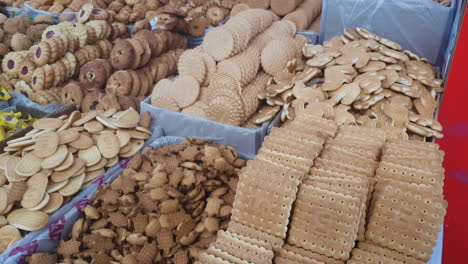 traditional cookies shop at bazaar in uzbekistan