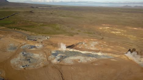 icelandic geothermal landscape with steam vents