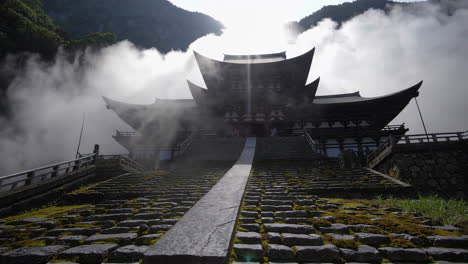 misty japanese temple