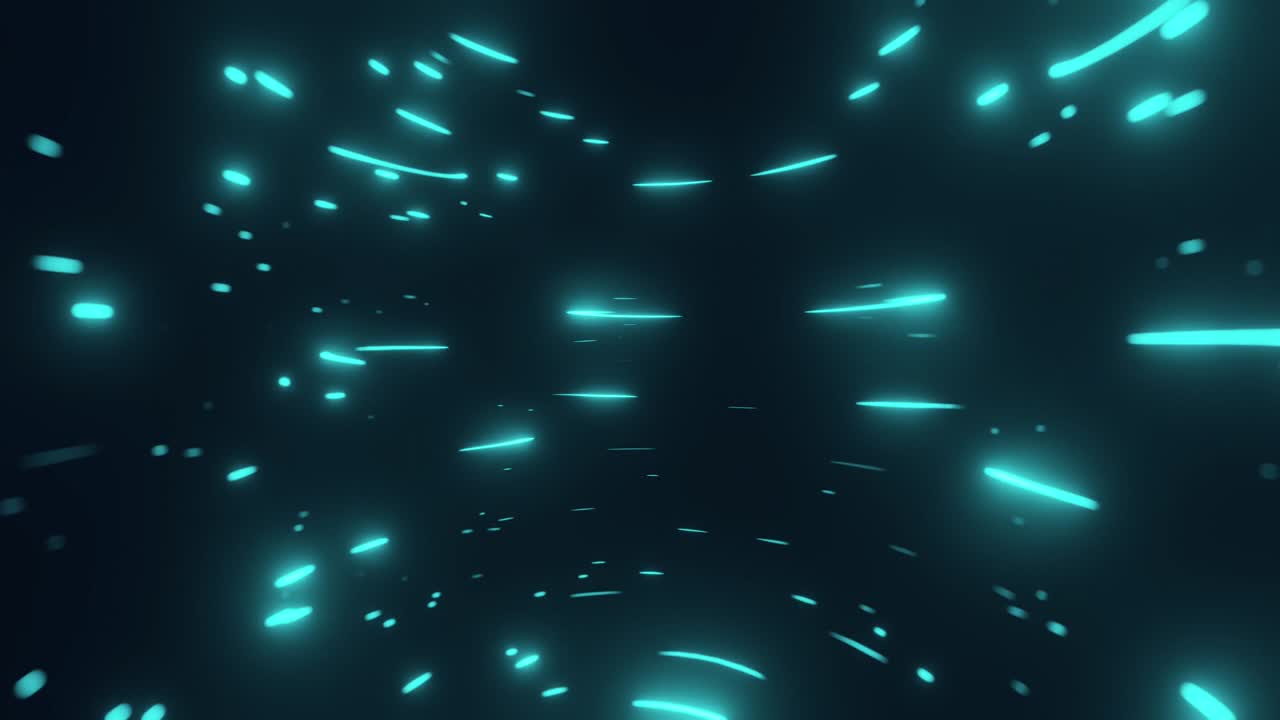 Space futuristic loop background with shining blue lights on black background. 3D Abstract Hypnotic Perpetual rotation animation