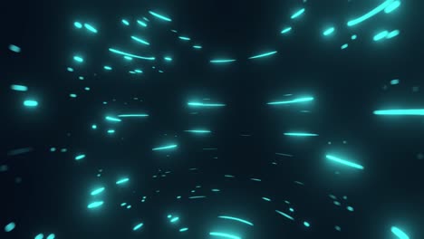 fondo de bucle espacial futurista con luces azules brillantes en fondo negro. animación de rotación perpetua hipnótica abstracta en 3d