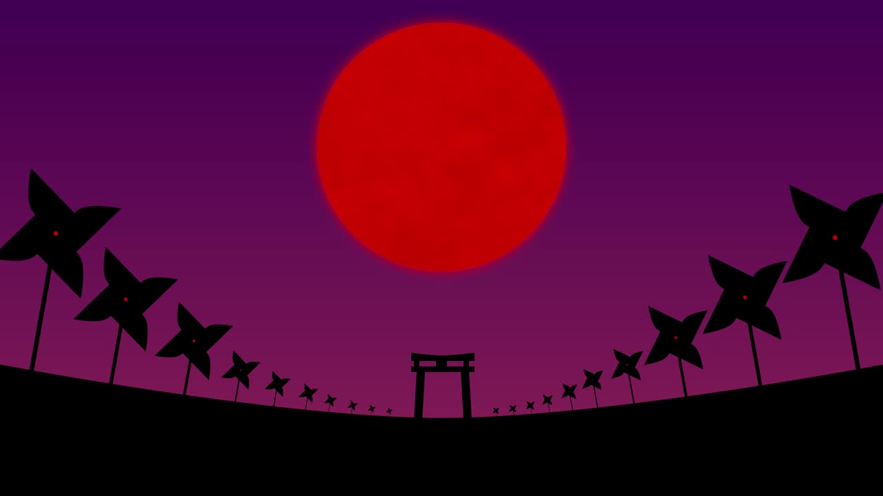 Japanese horror night Looping animated background. 1080p.mp4