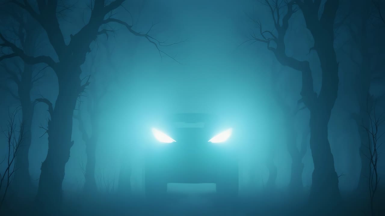 Glowing Eyes in a Misty, Dark Forest