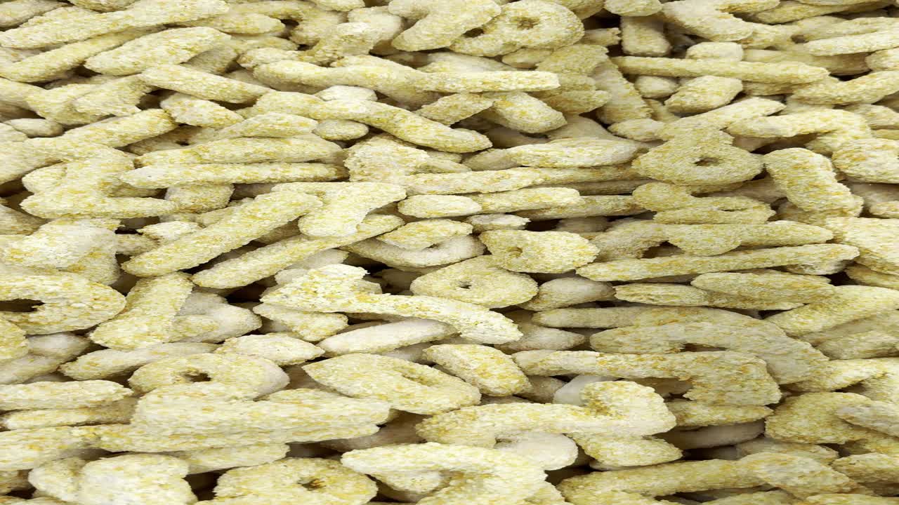Sfondo ravvicinato di snack soffiati gialli e testurizzati