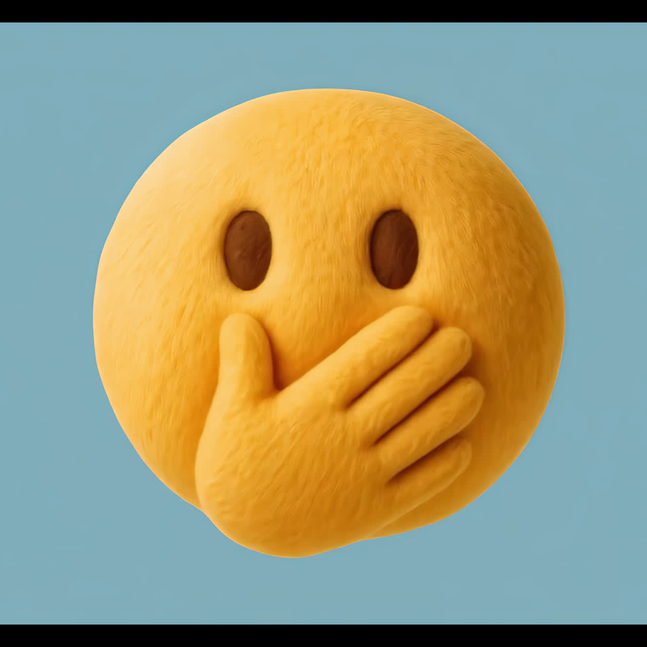 Animace překvapeného emoji zakrývajícího ústa, izolovaný prvek, transparentní 4K video, alfa kanál, ProRes.