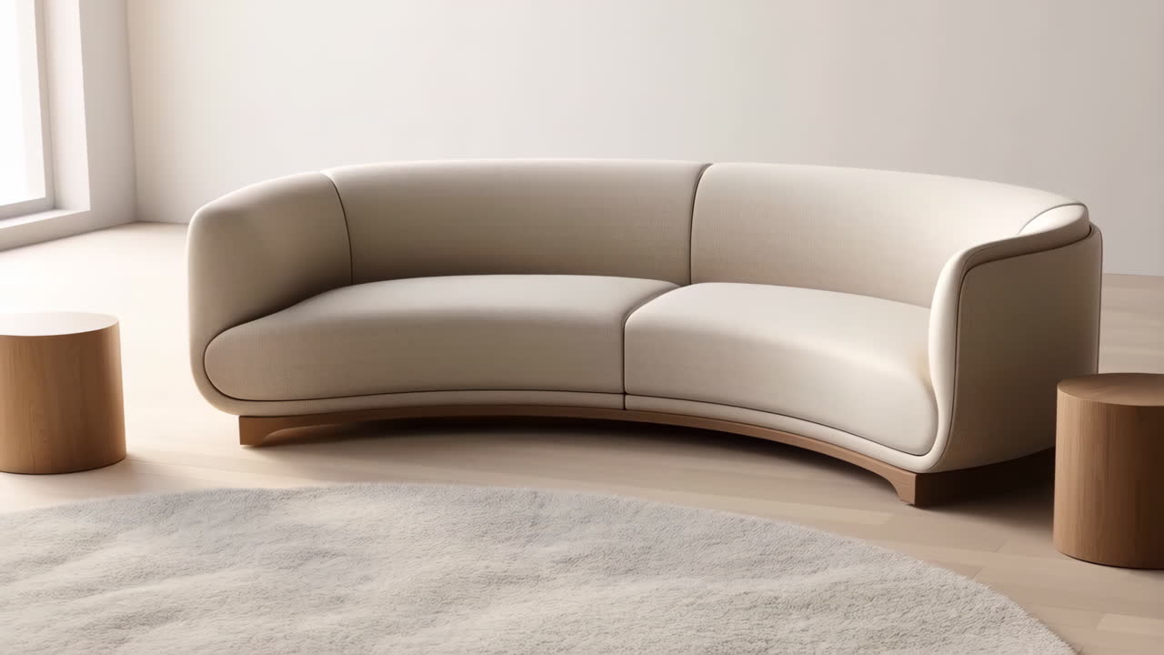 Modern Curved Sofa in a Minimalist Living Room