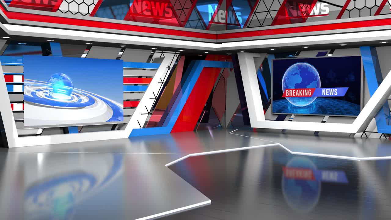 el bucle de fondo del estudio de noticias virtual en 3d