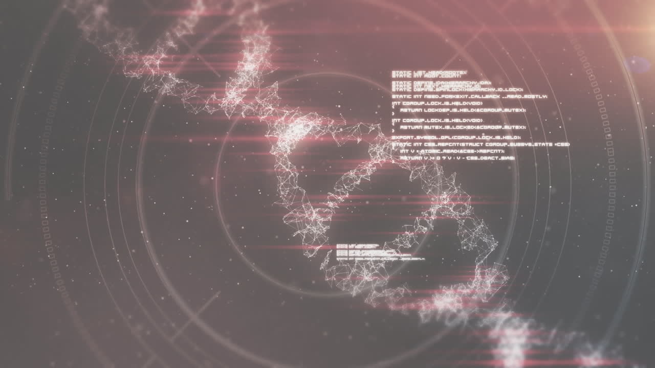 dna 가닥의 애니메이션과 과학적 데이터 처리