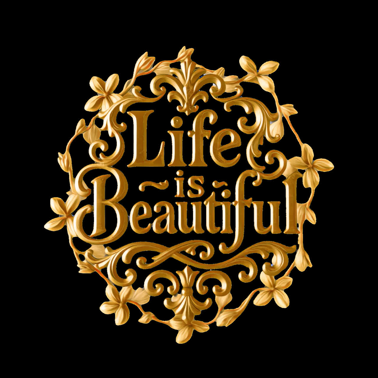 Elegant gold typography animation isolated asset, transparent 4K video, alpha channel, ProRes 4444