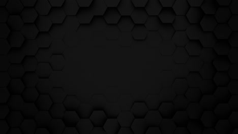 black hexagonal honeycomb background seamless loop 3d render animation