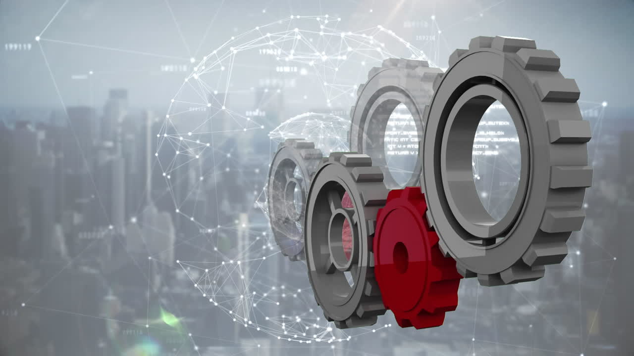 engranajes grises y rojos